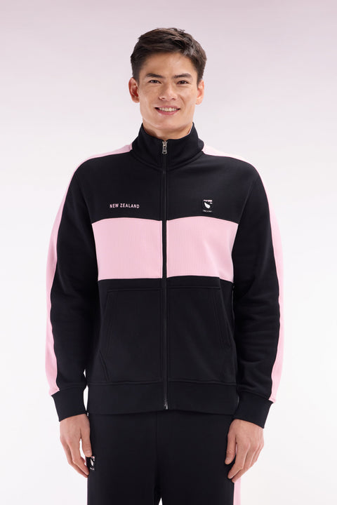 Sweatshirt New Zealand en molleton coton noir et rose coupe décontractée - Image 1