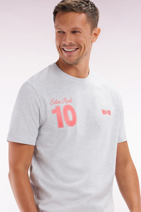 T-shirt 10 en coton gris et rouge coupe décontractée - Image 3