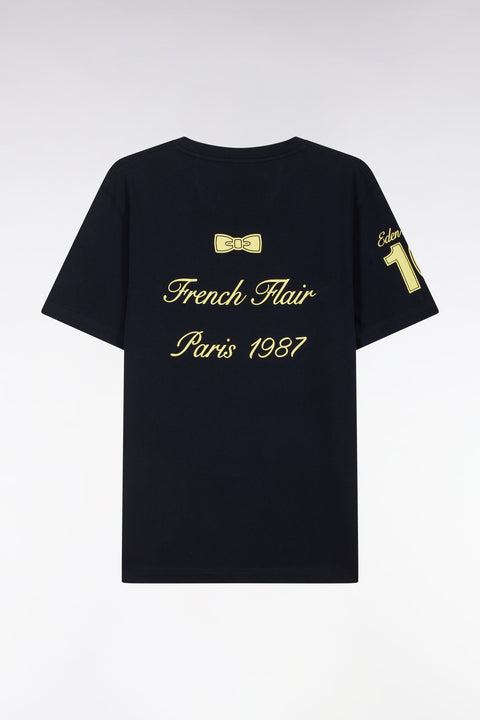 T-shirt EP en coton marine broderies jaunes coupe décontractée - Image 2