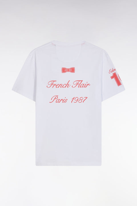 T-shirt EP en coton blanc broderies corail coupe décontractée - Image 2
