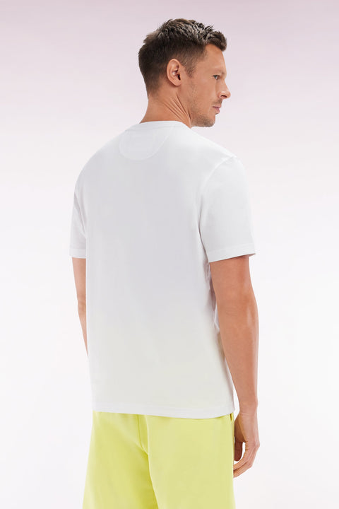 T-shirt en coton blanc sérigraphie palmiers coupe décontractée - Image 3