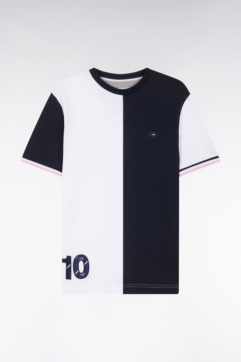 T-shirt bicolore XV de France en coton blanc coupe droite - Image 2