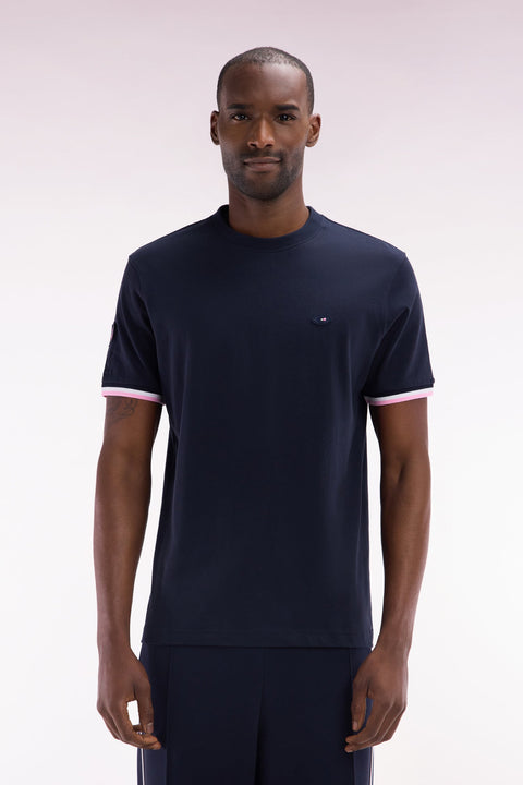 T-shirt XV de France en coton marine broderie Coq coupe droite - Image 1