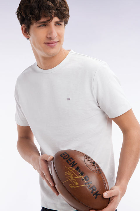 T-shirt en jersey de coton slub blanc coupe droite - Image 2