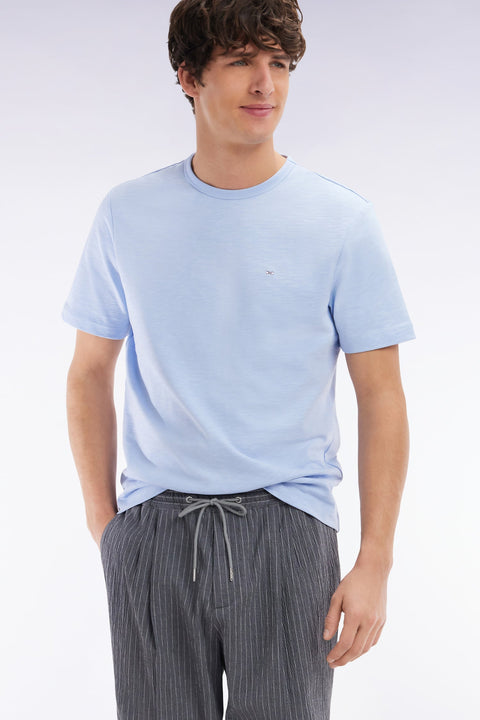 T-shirt en jersey de coton slub ciel coupe droite - Image 3