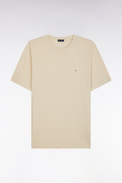 T-shirt en coton et lin écru coupe droite - Image 2