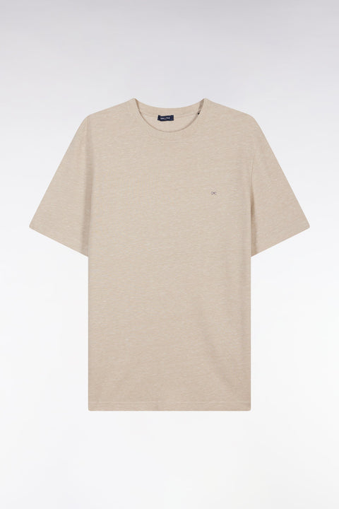 T-shirt en coton et lin beige coupe droite - Image 2