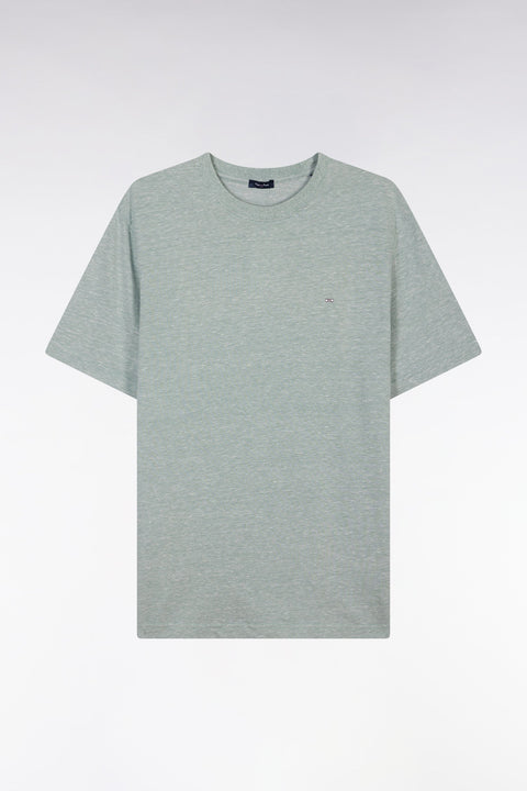 T-shirt en coton et lin gris moyen coupe droite - Image 2