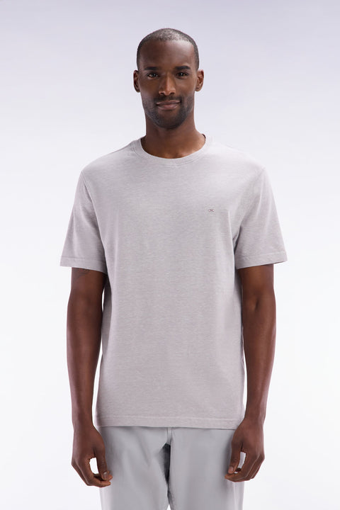 T-shirt en coton et lin gris coupe droite - Image 1