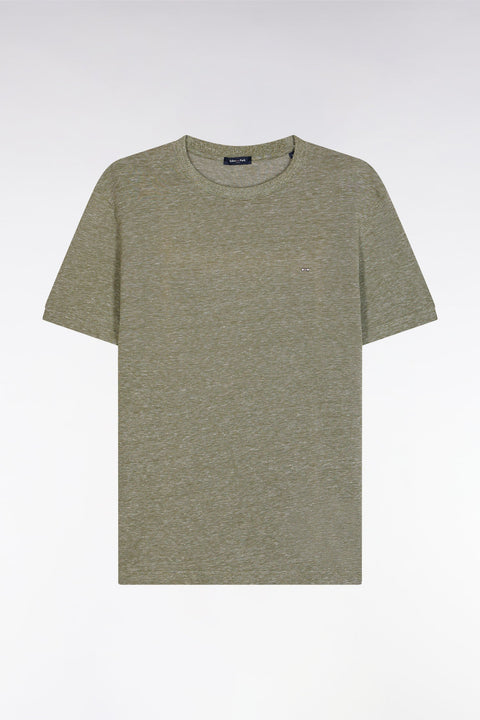 T-shirt en coton et lin kaki coupe droite - Image 2