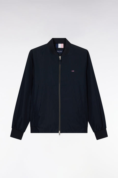 Blouson zippé en nylon Soft Touch à col Teddy marine - Image 2