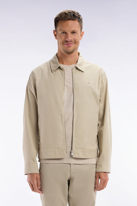 Blouson zippé en gabardine de coton stretch beige - Image 1