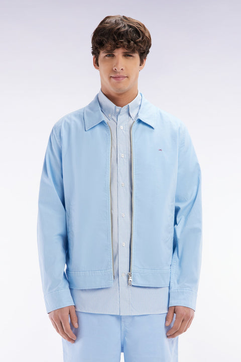 Blouson zippé en gabardine de coton stretch ciel - Image 1