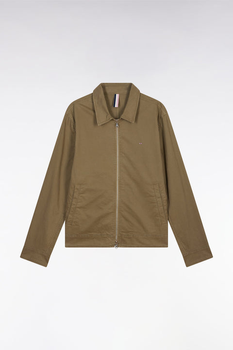 Blouson zippé en gabardine de coton stretch kaki - Image 2