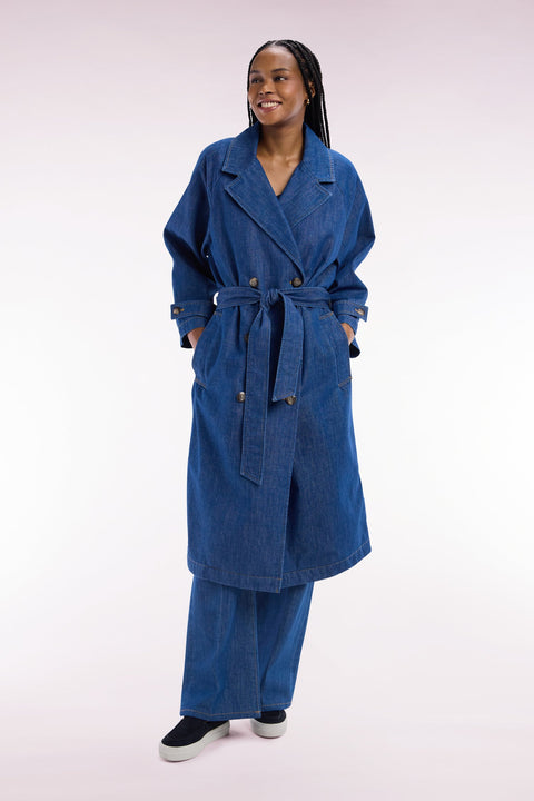 Trench-coat oversized en denim bleu - Image 1