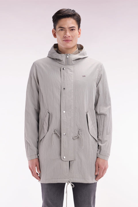 Parka légère à capuche intégrée grise - Image 1