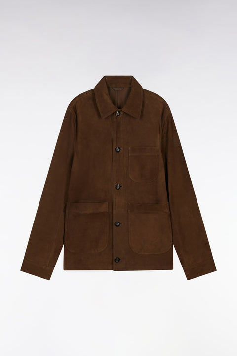 Surchemise en cuir suédé marron - Image 2