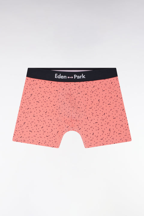 Boxer en jersey de coton stretch à micromotifs rose saumon - Image 1