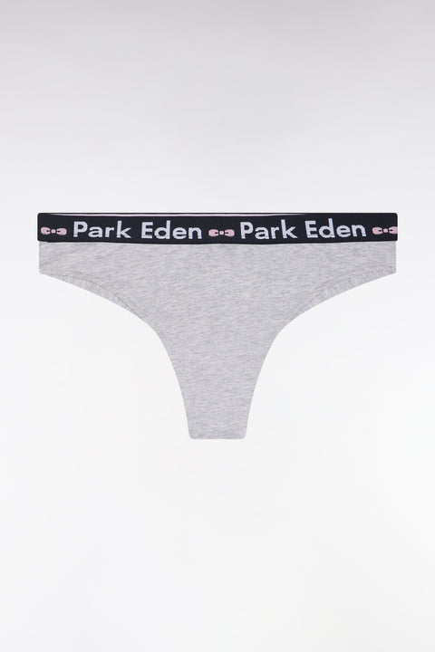 Culotte tanga en coton stretch gris - Image 1