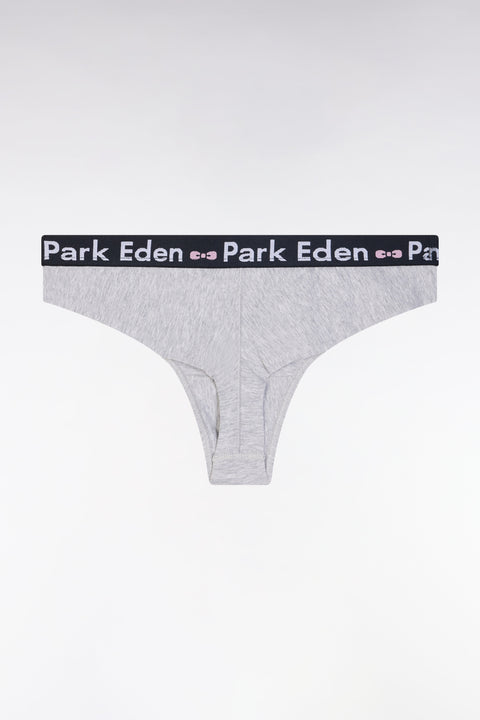 Culotte tanga en coton stretch gris - Image 2