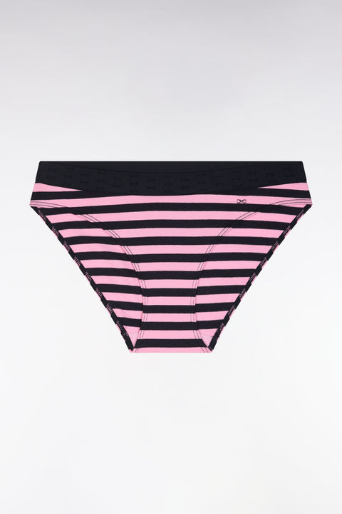 Culotte en modal stretch cerclé marine et rose - Image 1