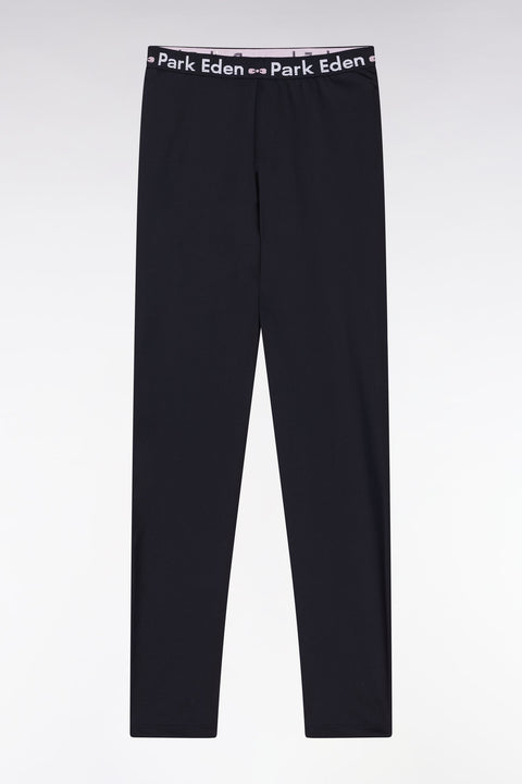 Legging stretch marine à taille élastique siglée - Image 1
