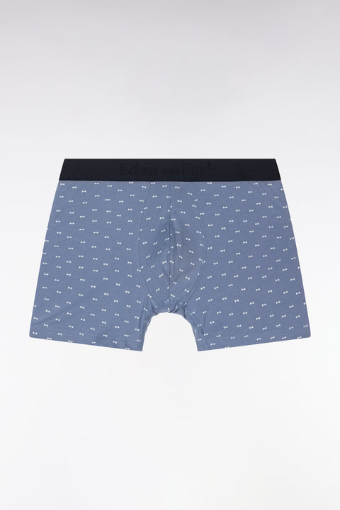 Lot de deux boxers unis et imprimés en jersey de coton stretch bleu gris - Image 2