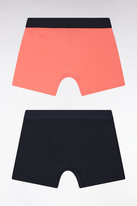 Lot de deux boxers en jersey de coton stretch marine et corail - Image 2