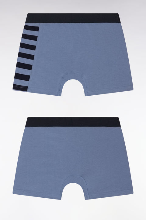 Lot de deux boxers en jersey de coton stretch marine et gris détails cerclés - Image 2