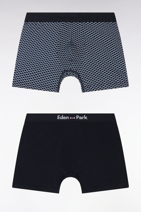 Lot de deux boxers en jersey de coton stretch uni et ciel imprimé - Image 1