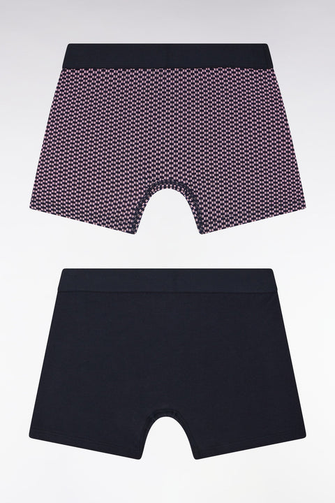 Lot de deux boxers en jersey de coton stretch uni et rose imprimé - Image 2