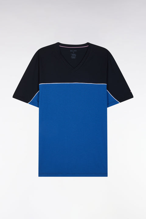 Pyjama court en jersey de coton bleu et marine - Image 1