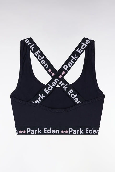 Brassière à bretelles croisées marine élastique siglé - Image 2