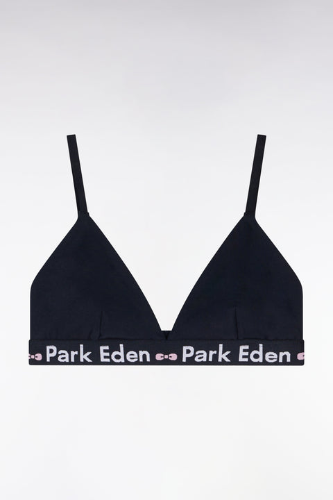 Soutien-gorge en coton stretch marine élastique siglé - Image 1