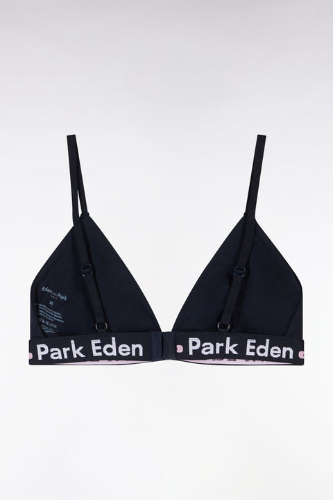Soutien-gorge en coton stretch marine élastique siglé - Image 2