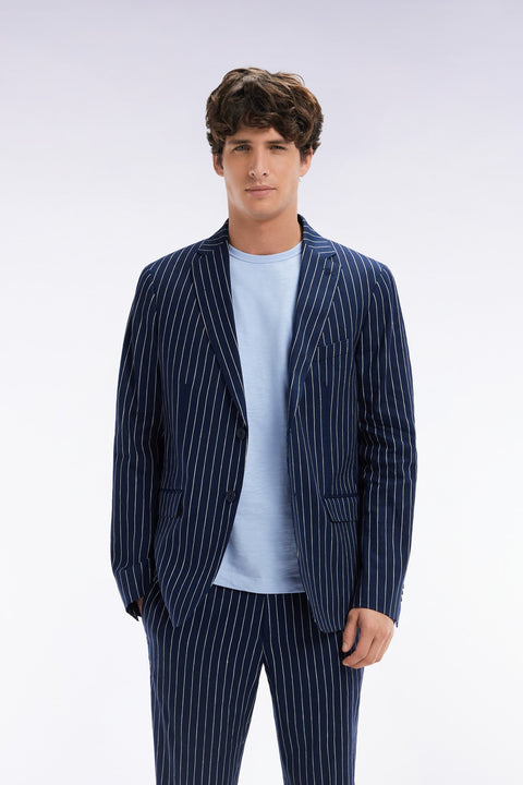 Veste de costume à rayures tennis marine coupe Modern - Image 1