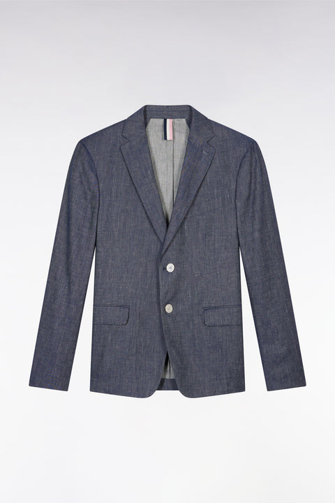 Veste de costume en lin et coton stretch marine - Image 2