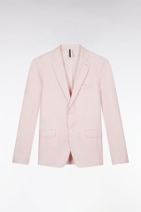 Veste de costume en lin et coton stretch rose - Image 2