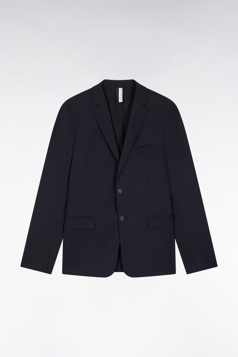 Veste 2 boutons en laine stretch mélangée marine - Image 2