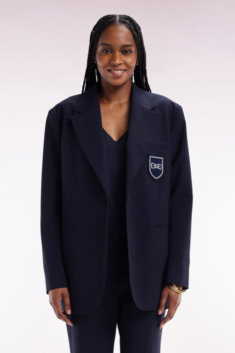 Veste de costume en laine vierge marine coupe Oversized - Image 3