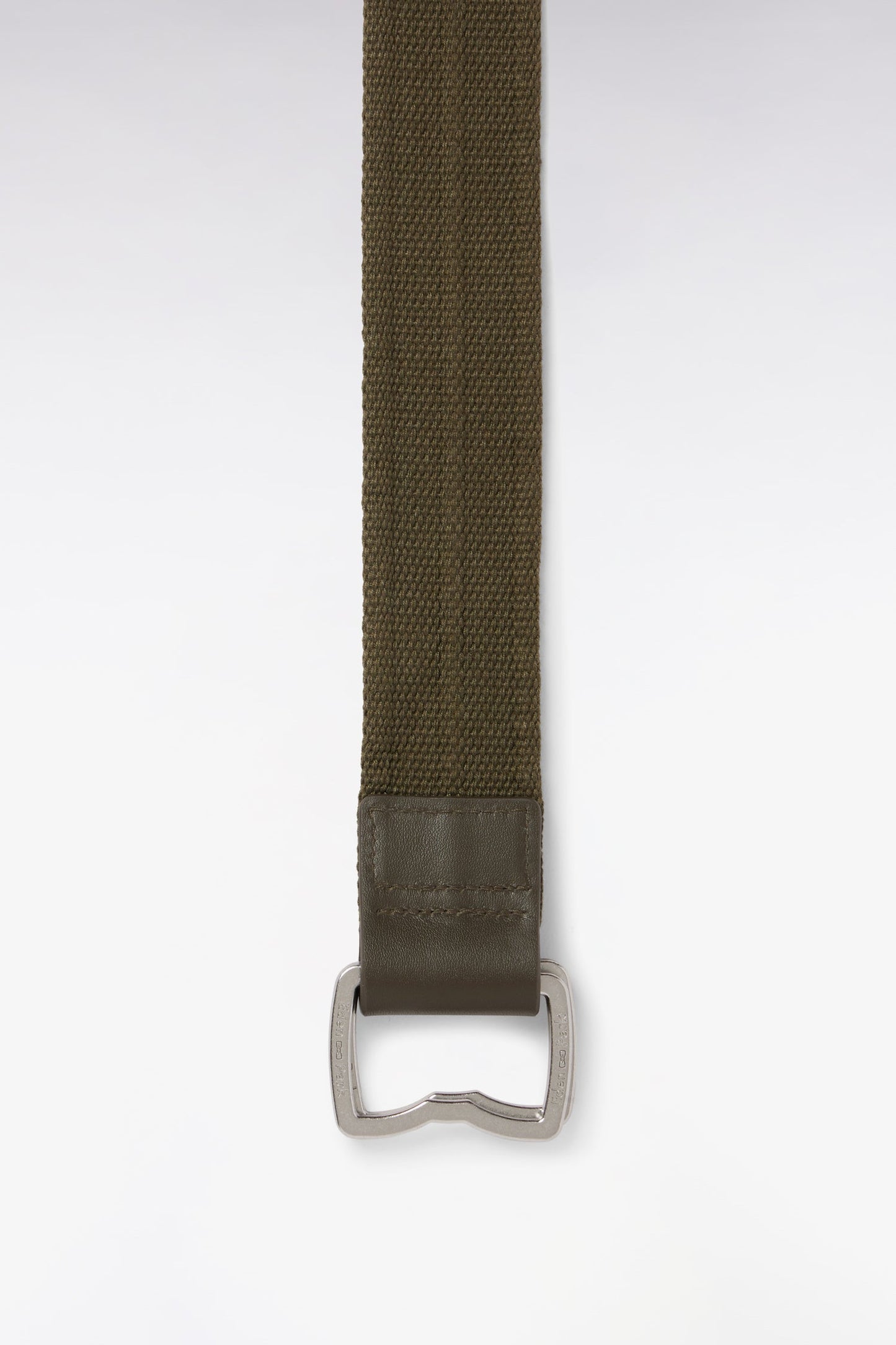 Ceinture en cuir et textile kaki à boucle nœud papillon