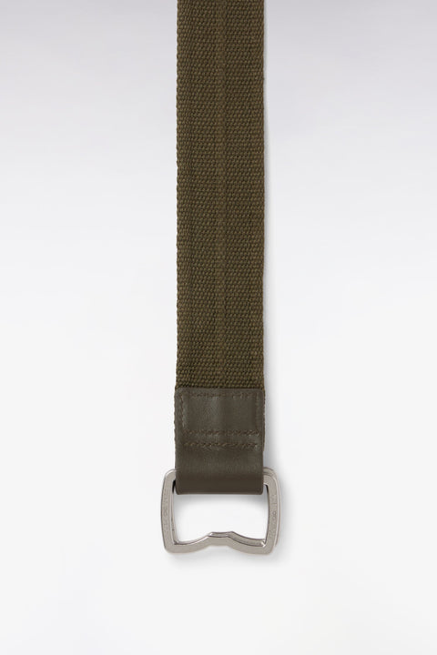 Ceinture en cuir et textile kaki à boucle nœud papillon - Image 3