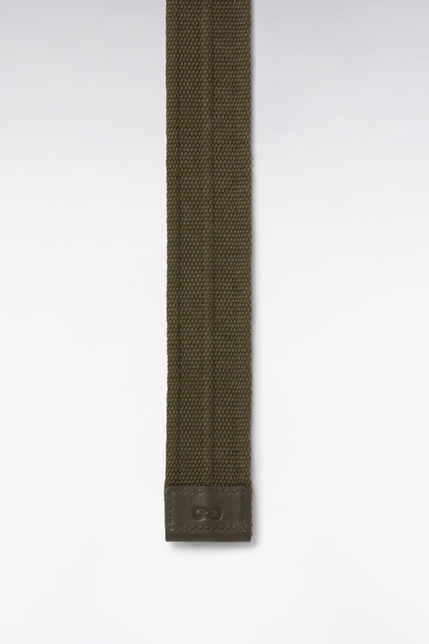 Ceinture en cuir et textile kaki à boucle nœud papillon - Image 2