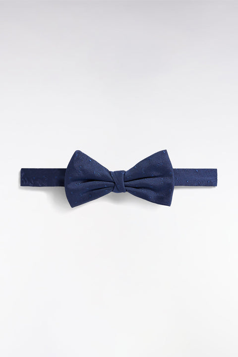 Noeud papillon en soie bleu à micromotifs - Image 1