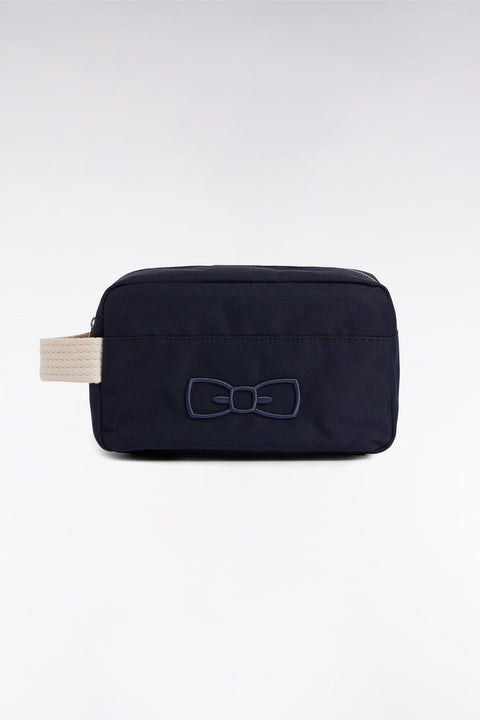 Trousse de toilette en nylon marine broderie emblème - Image 1