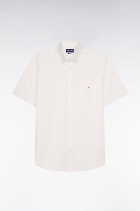 Chemise à manches courtes en coton fil teint blanc - Image 2
