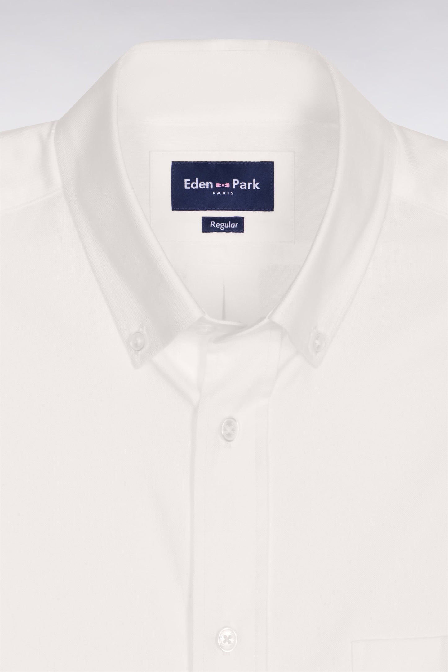 Chemise à manches courtes en coton fil teint blanc