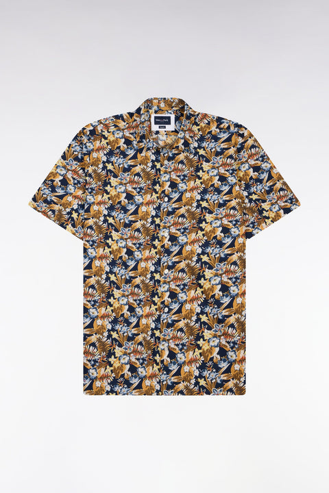 Chemise à manches courtes en popeline de coton à motif floral jaune - Image 3