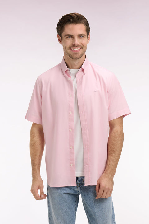 Chemise à manches courtes en coton rose broderie dos - Image 3
