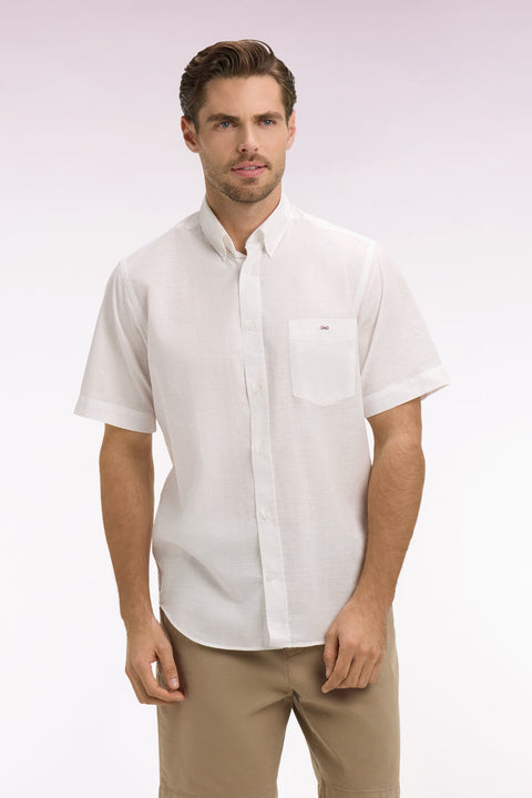 Chemise à manches courtes en coton jacquard blanc - Image 3